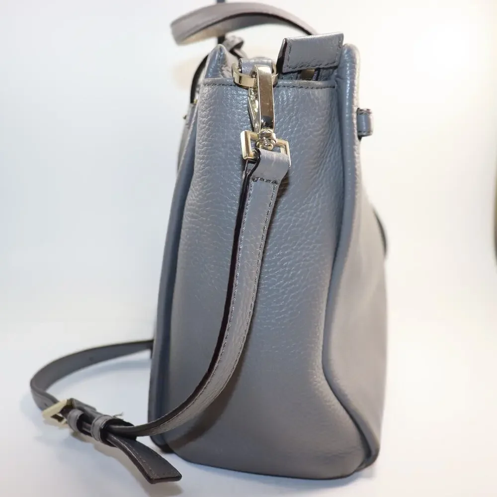 Kate‎ Spade Satchel Bag Medium Grey Womens Pebbled Leather Crossbody